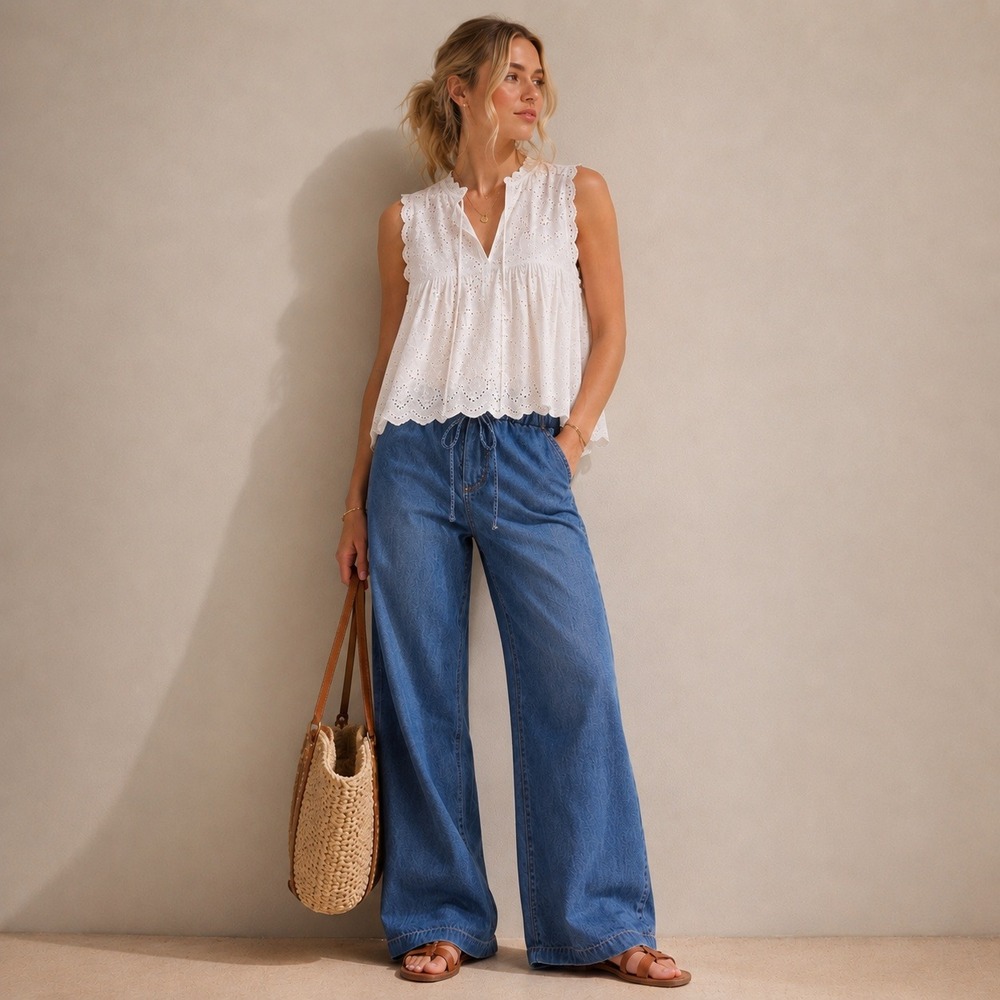 Wide Leg Blue Women's Jeans